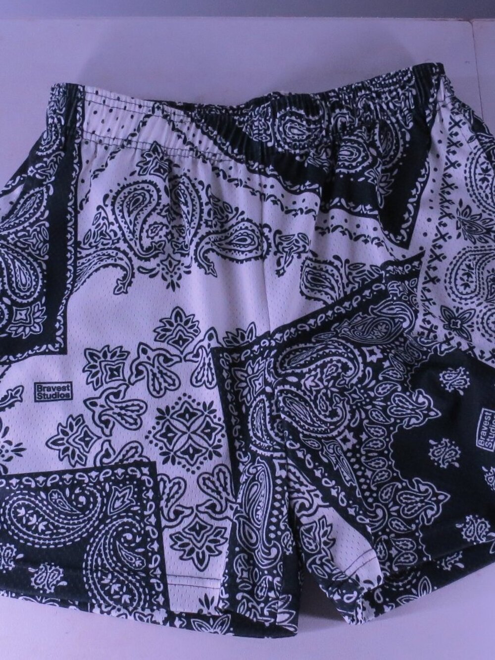 Bravest Studios Bandana Mesh Shorts Black/White | Men's Large
